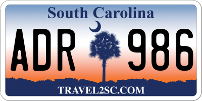 SC license plate ADR986