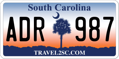SC license plate ADR987