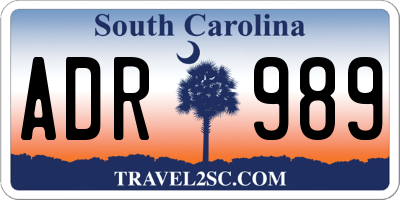 SC license plate ADR989