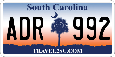 SC license plate ADR992