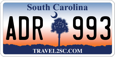 SC license plate ADR993