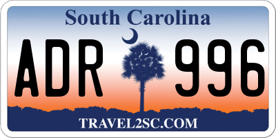 SC license plate ADR996
