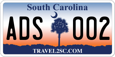 SC license plate ADS002