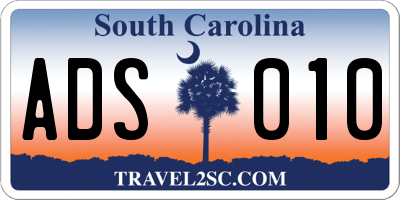 SC license plate ADS010