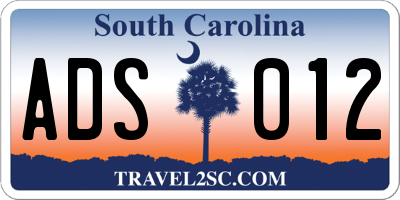 SC license plate ADS012