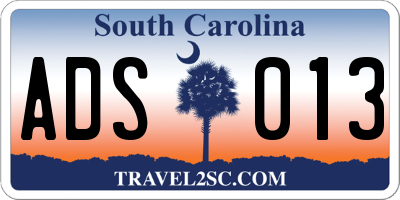 SC license plate ADS013