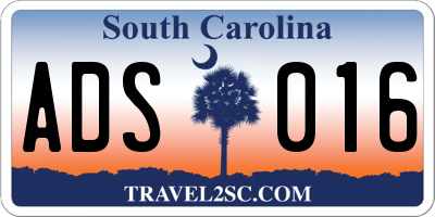 SC license plate ADS016