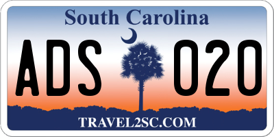 SC license plate ADS020