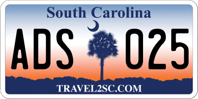 SC license plate ADS025