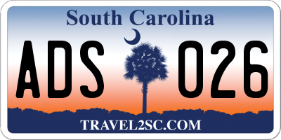 SC license plate ADS026