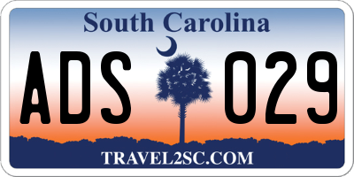 SC license plate ADS029