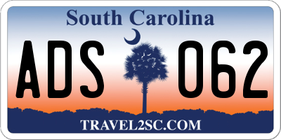 SC license plate ADS062