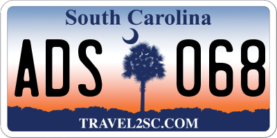SC license plate ADS068