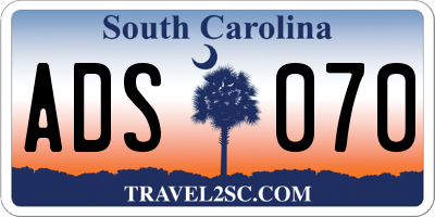 SC license plate ADS070