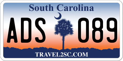 SC license plate ADS089