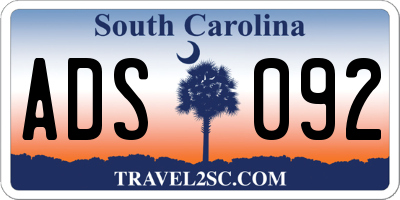 SC license plate ADS092