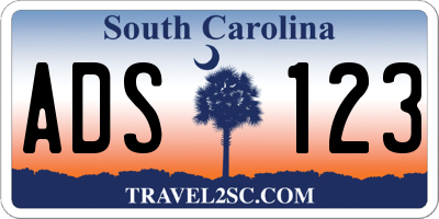 SC license plate ADS123