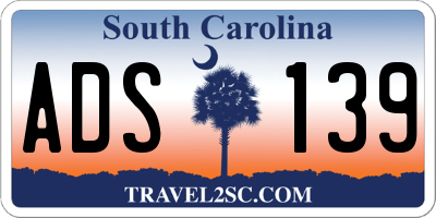 SC license plate ADS139