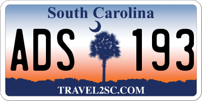 SC license plate ADS193
