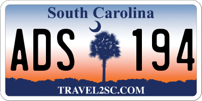 SC license plate ADS194
