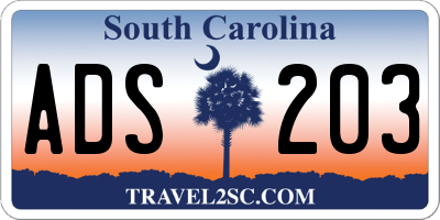 SC license plate ADS203