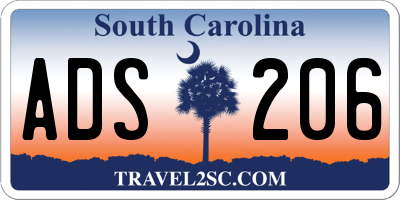 SC license plate ADS206