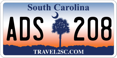 SC license plate ADS208