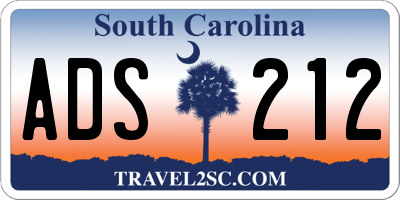 SC license plate ADS212