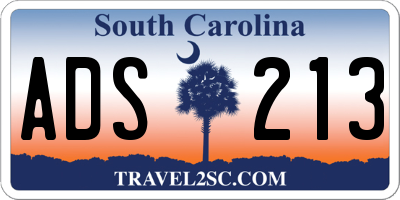 SC license plate ADS213