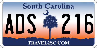SC license plate ADS216
