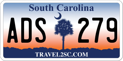 SC license plate ADS279