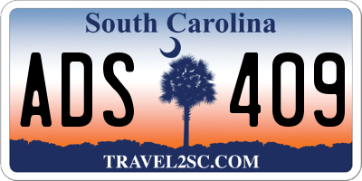 SC license plate ADS409