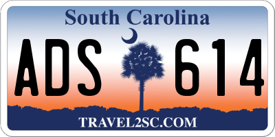 SC license plate ADS614
