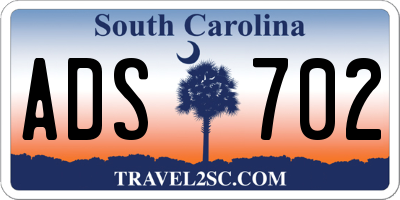 SC license plate ADS702