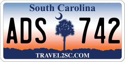 SC license plate ADS742