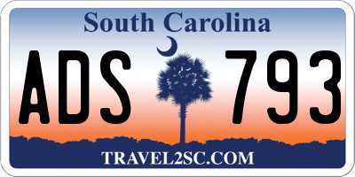 SC license plate ADS793