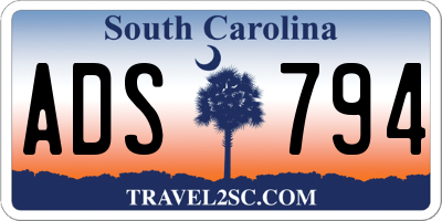 SC license plate ADS794