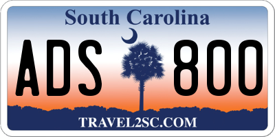 SC license plate ADS800