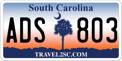 SC license plate ADS803