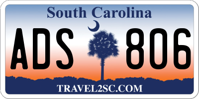 SC license plate ADS806