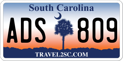 SC license plate ADS809