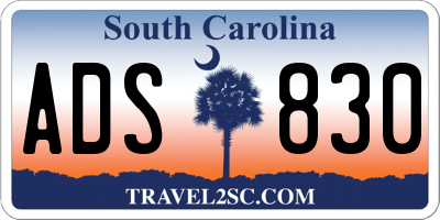 SC license plate ADS830