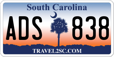 SC license plate ADS838