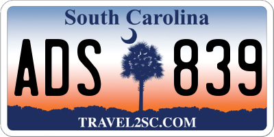 SC license plate ADS839