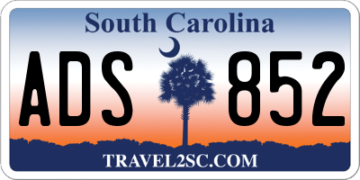 SC license plate ADS852