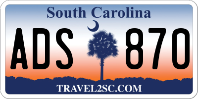 SC license plate ADS870