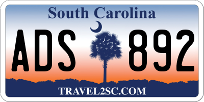 SC license plate ADS892