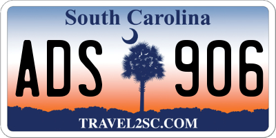 SC license plate ADS906