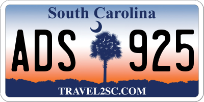 SC license plate ADS925