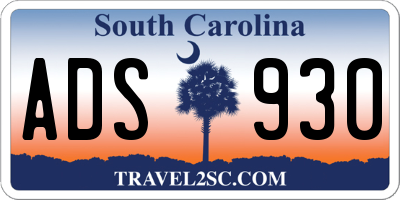 SC license plate ADS930